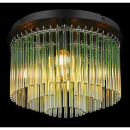 Luminosa Lighting Luminosa Gorley Ceiling Light Matt Black Green Glass Shade 5X E14 - thumbnail 3
