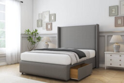 "Sloomy Stratford Pewter Dumfries Divan Bed No Drawers With 54"" Wingback Headboard & 12"" Footboard 3' Single" - thumbnail 4