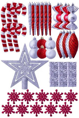 Christmas Tree World The Red & Silver Bauble 52Pc Accessories Set - image 1