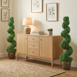 Homcom Set Of 2 Potted Artificial Plants, Topiary Spiral Boxwood Trees - thumbnail 7
