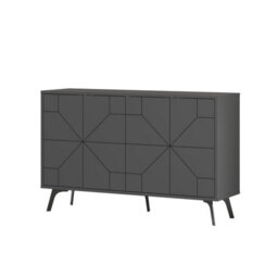 Decortie Dune Anthracite Grey Geometric 4 Door Sideboard With Metal Legs (W) 123Cm - thumbnail 2