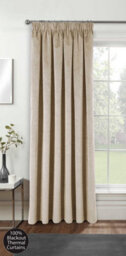 Enhanced Living Cream Velvet, Supersoft, 100% Blackout, Thermal (Single) Door Curtain With Tape Top - 66 X 84 Inch (168X214Cm)