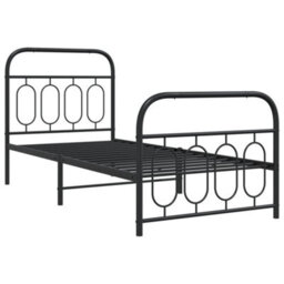Berkfield Metal Bed Frame Without Mattress With Footboard Black 90X200Cm - thumbnail 3