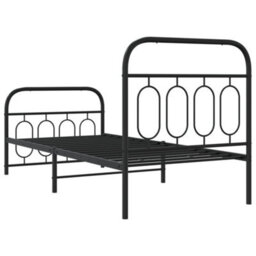 Berkfield Metal Bed Frame Without Mattress With Footboard Black 90X200Cm - thumbnail 6