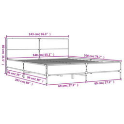 Berkfield Bed Frame Without Mattress Grey Sonoma 140X200 Cm - thumbnail 9