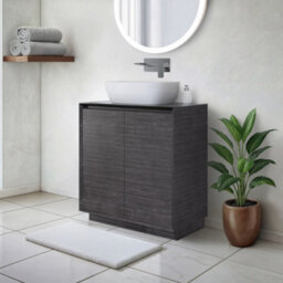 Plum&clay Matterhorn Dark Oak Floor Standing Bathroom Vanity Unit With Black Countertop (W)750mm (H)850mm