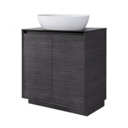Plum&clay Matterhorn Dark Oak Floor Standing Bathroom Vanity Unit With Black Countertop (W)750mm (H)850mm - thumbnail 2