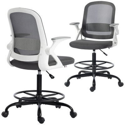 Grey Mesh Office Chair, Adjustable With Flip-Up Armrests - image 1