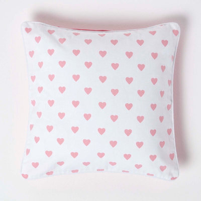 Homescapes Cotton Pink Hearts Cushion Cover, 45 X 45 Cm - image 1