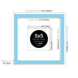 "5X5"" Light Blue Picture Frame - 5X5"" Square Frame With 3X3"" Mount For 5X5""/3X3"" Pictures Vintage Style Photo Display, 1 Pack" - thumbnail 2