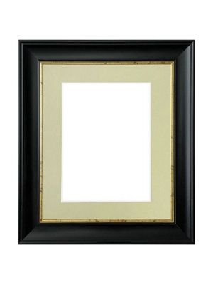 Frames By Post Scandi Black With Crackle Gold Frame With Light Grey Mount For Image Size A4 - image 1