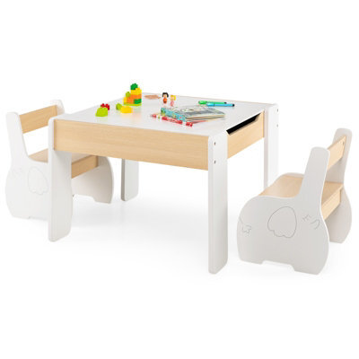 Costway Kids Table And Chair Set Children Activity Desk 2 Chairs W/ Reversible Blackborad - image 1