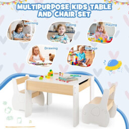 Costway Kids Table And Chair Set Children Activity Desk 2 Chairs W/ Reversible Blackborad - thumbnail 7