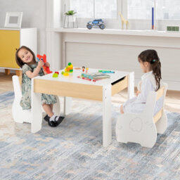 Costway Kids Table And Chair Set Children Activity Desk 2 Chairs W/ Reversible Blackborad - thumbnail 3