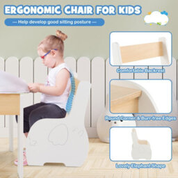 Costway Kids Table And Chair Set Children Activity Desk 2 Chairs W/ Reversible Blackborad - thumbnail 8