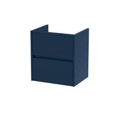 Hudson Reed 500mm Wall Hung 2 Drawer Unit (385 Deep)-Midnight Blue - image 1