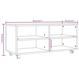 Berkfield Tv Cabinet With Castors Smoked Oak 90X35X35 Cm Engineered Wood - thumbnail 7