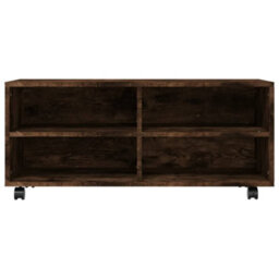 Berkfield Tv Cabinet With Castors Smoked Oak 90X35X35 Cm Engineered Wood - thumbnail 4