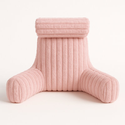 Aamira Luxurious Xl Reading Pillow Detachable Headrest, Soft Ribbed Pink Faux Fur, Memory Foam Cuddle Cuddle Cushion Backrest - image 1
