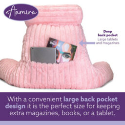 Aamira Luxurious Xl Reading Pillow Detachable Headrest, Soft Ribbed Pink Faux Fur, Memory Foam Cuddle Cuddle Cushion Backrest - thumbnail 6