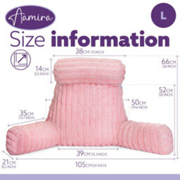 Aamira Luxurious Xl Reading Pillow Detachable Headrest, Soft Ribbed Pink Faux Fur, Memory Foam Cuddle Cuddle Cushion Backrest - thumbnail 8