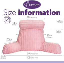 Aamira Luxurious Xl Reading Pillow Detachable Headrest, Soft Ribbed Pink Faux Fur, Memory Foam Cuddle Cuddle Cushion Backrest - thumbnail 2