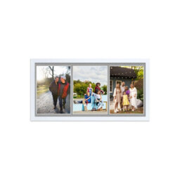 AK Frames 16X8 Walnut Sleek Multi Photo Frame With Silver Mount - Holds 3 Apertures (3X) 7X5 Photos - thumbnail 1