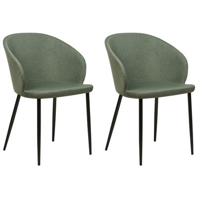 Beliani Set Of 2 Dining Chairs Mason Fabric Dark Green - image 1