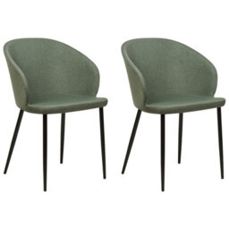 Beliani Set Of 2 Dining Chairs Mason Fabric Dark Green - thumbnail 1