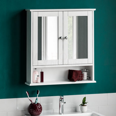 Lassic Bath Vida Priano White 2 Door Mirrored Bathroom Wall Cabinet With Shelf - image 1