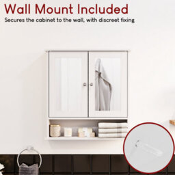 Lassic Bath Vida Priano White 2 Door Mirrored Bathroom Wall Cabinet With Shelf - thumbnail 8