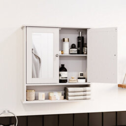 Lassic Bath Vida Priano White 2 Door Mirrored Bathroom Wall Cabinet With Shelf - thumbnail 4