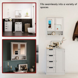 Lassic Bath Vida Priano White 2 Door Mirrored Bathroom Wall Cabinet With Shelf - thumbnail 7