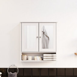 Lassic Bath Vida Priano White 2 Door Mirrored Bathroom Wall Cabinet With Shelf - thumbnail 3