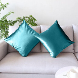 Ameha Teal Plain Velvet Cushion Covers, 18X18 Inch, Pack Of 2, Breathable & Hypoallergenic With Hidden Zip Closure - thumbnail 2