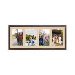 AK Frames 50X20Cm Walnut Sleek Multi Photo Frame With Ivory Mount - Holds 4 Apertures (4X) 6X4 Photos - thumbnail 1