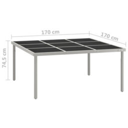 Berkfield Garden Dining Table 170X170X74.5 Cm Glass And Steel - thumbnail 5