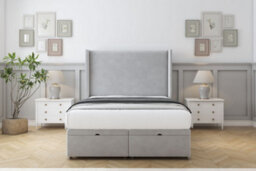 "Comfort Madrid Silver Plush Ottoman Bed Base With 54"" Wingback Headboard 5' King"