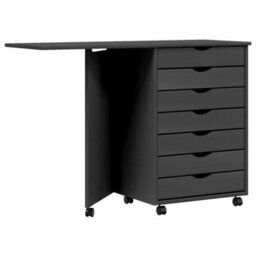 Vidaxl Rolling Cabinet With Desk Moss Grey Solid Wood Pine - thumbnail 2