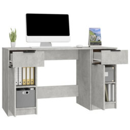 Vidaxl Desk With Side Cabinet Concrete Grey Engineered Wood Desks - thumbnail 5