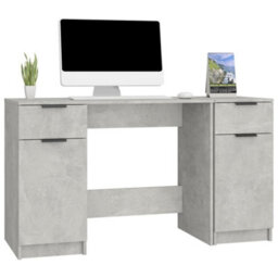 Vidaxl Desk With Side Cabinet Concrete Grey Engineered Wood Desks - thumbnail 4