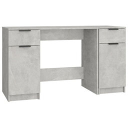 Vidaxl Desk With Side Cabinet Concrete Grey Engineered Wood Desks - thumbnail 2
