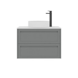 Royal Bathrooms Royal Bathroom Elmore 800mm Matt Pebble Grey Wall Mounted Vanity Unit 2 Drawer With Plain White Worktop & No Basin - thumbnail 7
