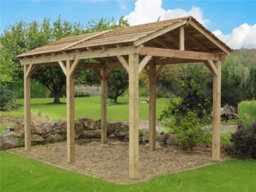 Edecks The Cotswold Garden Gazebo Heavy Duty - Pressure Treated Outdoor Timber - 4200mm X 2700mm With Concrete In Posts 2.6M - thumbnail 1