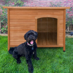MonsterShop Medium Dog Kennel Wooden Pet House Shelter - thumbnail 4