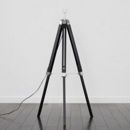 Valuelights Clipper Modern Black Wood And Silver Chrome Tripod Floor Lamp Base - thumbnail 4