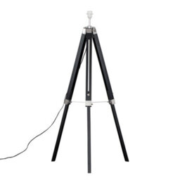 Valuelights Clipper Modern Black Wood And Silver Chrome Tripod Floor Lamp Base