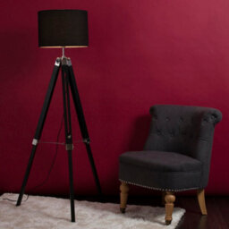 Valuelights Clipper Modern Black Wood And Silver Chrome Tripod Floor Lamp Base - thumbnail 3