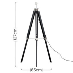 Valuelights Clipper Modern Black Wood And Silver Chrome Tripod Floor Lamp Base - thumbnail 6