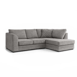 Furnishings For Less UK Quilted Soft Chenille Grey Fabric 3 To 4 Seater L Shaped Corner Sofa Grey Right Hand Facing - Scatter Back - thumbnail 2